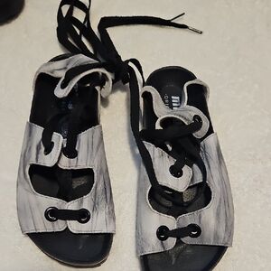 Mtng Originals Lace-Up Gray Open-Toe Sandals